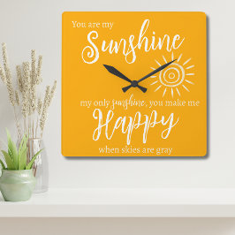 Reloj Cuadrado Eres mi sol me hace feliz Naranja con el sol