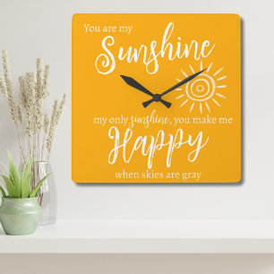 Reloj Cuadrado Eres mi sol me hace feliz Naranja con el sol