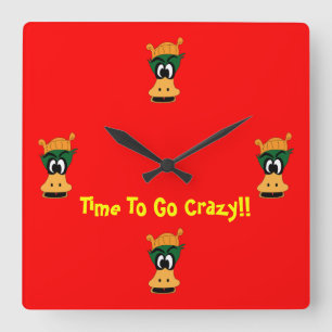 Reloj Cuadrado Es hora de volverse loco por el pato verde de ojos