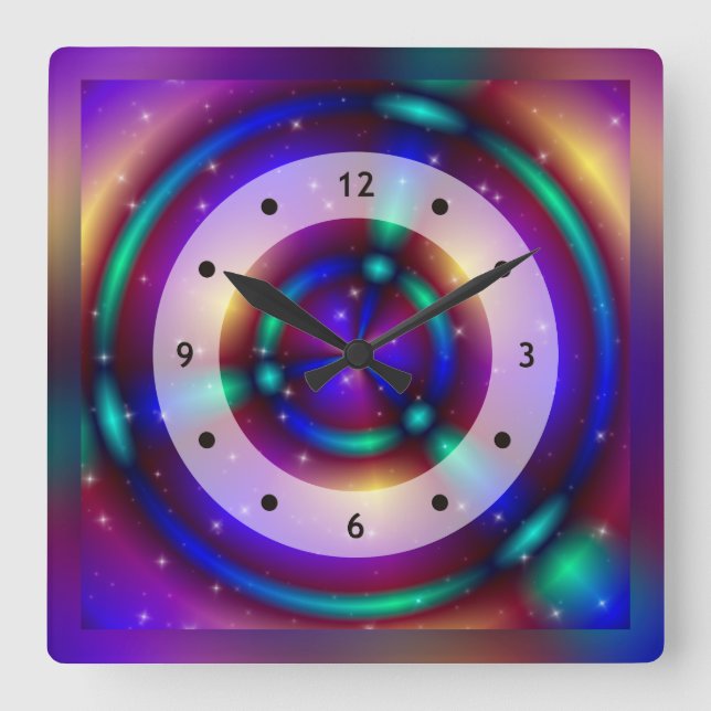 Reloj Cuadrado ES MAGIC Apopphysis Fractal + tu idea (Anverso)