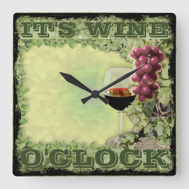 Reloj Cuadrado Es Wine O'Clock (Anverso)