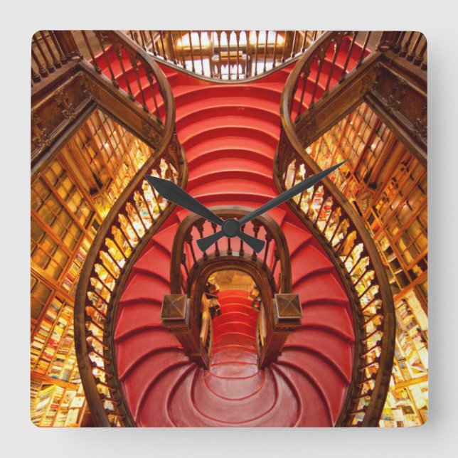 Reloj Cuadrado Escalera roja orgánica, Portugal (Anverso)