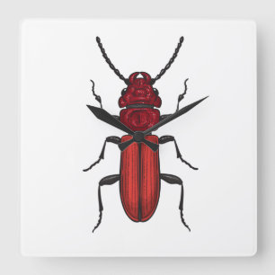 Reloj Cuadrado Escarabajo rojo