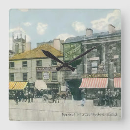 Reloj Cuadrado Escena del mercado de Vintage - Mercado de Hudders