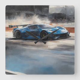 Reloj Cuadrado Escena dinámica de raza urbana azul