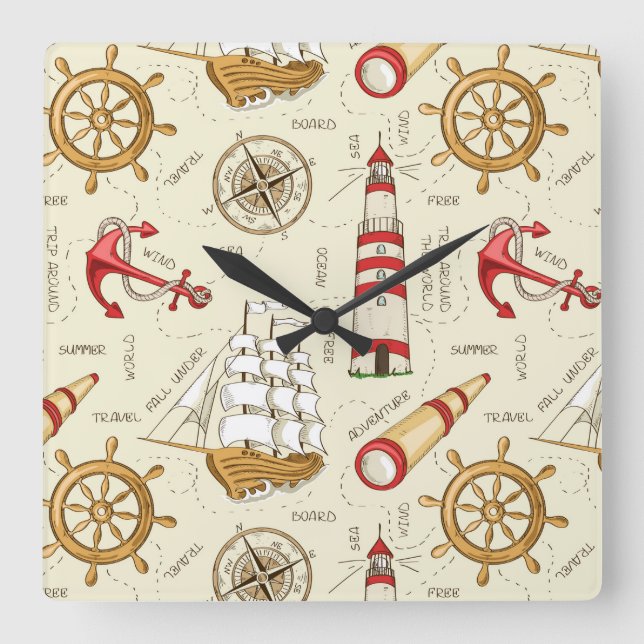 Reloj Cuadrado Escena oceánica (Anverso)