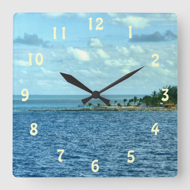 Reloj Cuadrado Escena tropical (Anverso)