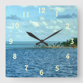 Reloj Cuadrado Escena tropical