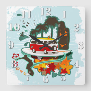 Reloj Cuadrado Escenario de playa tropical