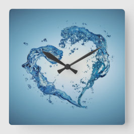 Reloj Cuadrado Escenas De Agua En Forma De Corazón