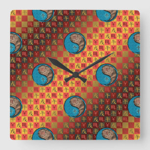 Reloj Cuadrado Escorpio & Caballo de Tierra
