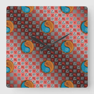 Reloj Cuadrado Escorpio & Conejo de Madera