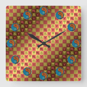 Reloj Cuadrado Escorpio & Dragón de Madera