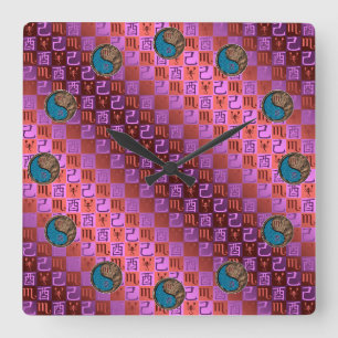 Reloj Cuadrado Escorpio & Gallo de Tierra