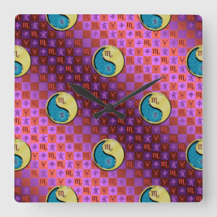 Reloj Cuadrado Escorpio y Cerdo de Metal