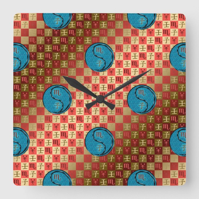 Reloj Cuadrado Escorpio y Rata de Agua (Anverso)