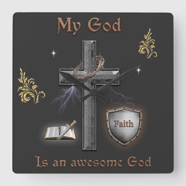 Reloj Cuadrado Escritura de la Biblia (Anverso)