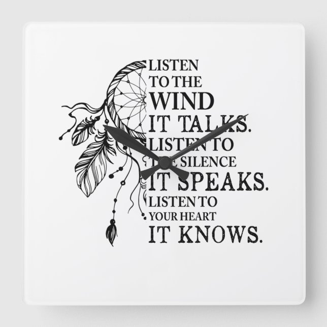 Reloj Cuadrado Escuche Su Corazón Conoce A Los Estadounidenses Na (Anverso)