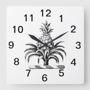 Reloj Cuadrado Escudo de Armas Cresta de Piña Heraldica Preppy
