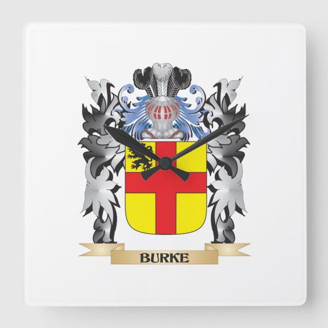 Reloj Cuadrado Escudo de armas de Burke - escudo de la familia (Anverso)