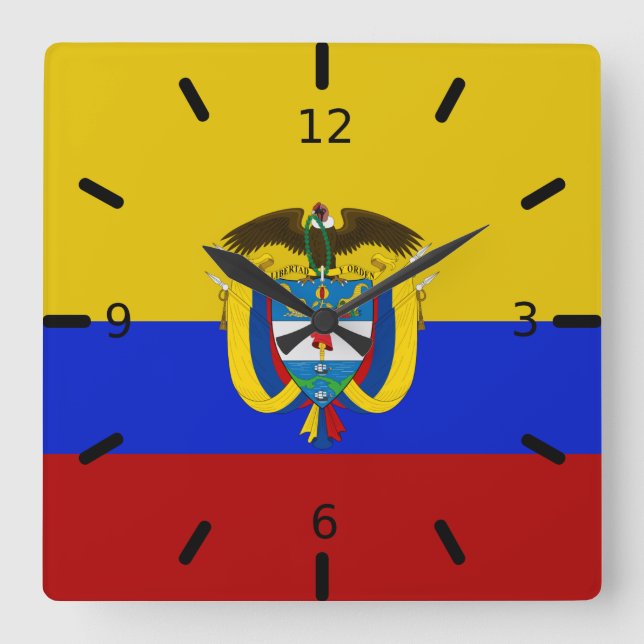 Reloj Cuadrado Escudo de armas de Colombia   (Anverso)