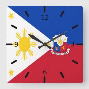 Reloj Cuadrado Escudo de armas de Filipinas  