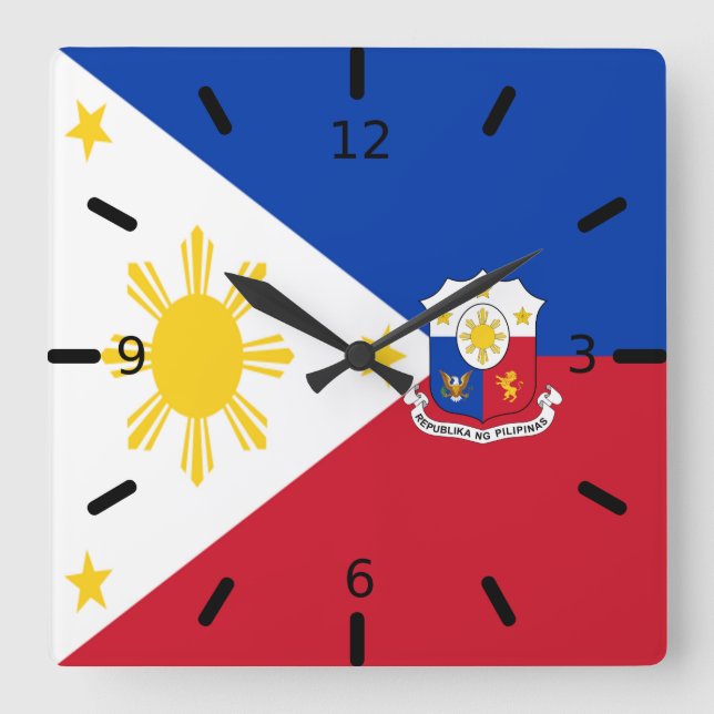 Reloj Cuadrado Escudo de armas de Filipinas   (Anverso)