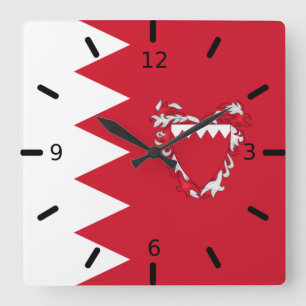 Reloj Cuadrado Escudo de armas de la bandera de Bahrein   