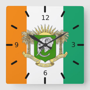 Reloj Cuadrado Escudo de armas de la bandera de Côte d'Ivoire