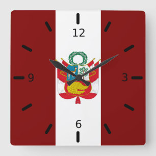 Reloj Cuadrado Escudo de armas de la bandera peruana