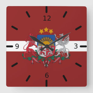 Reloj Cuadrado Escudo de armas de Letonia   