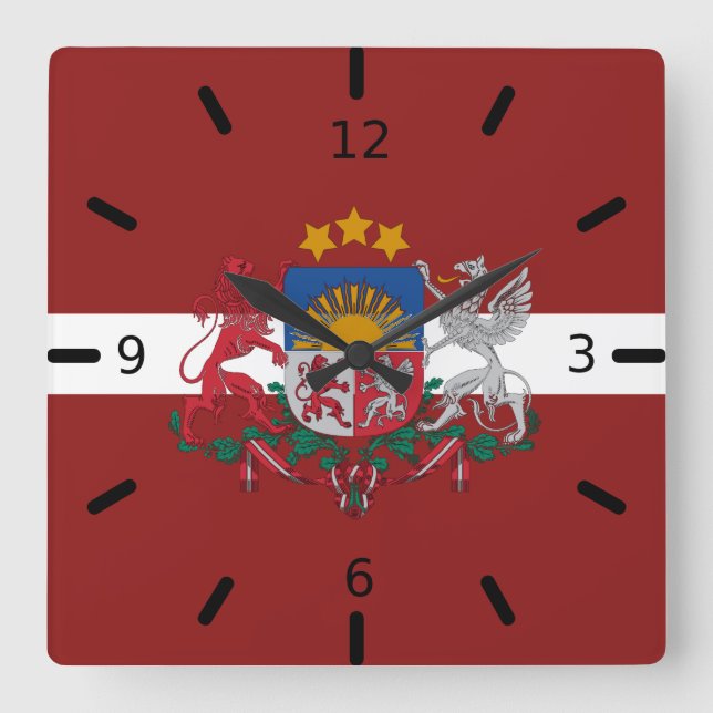Reloj Cuadrado Escudo de armas de Letonia    (Anverso)
