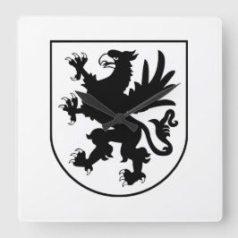 Reloj Cuadrado Escudo de Armas de Pomerania Negro y Blanco Heráld