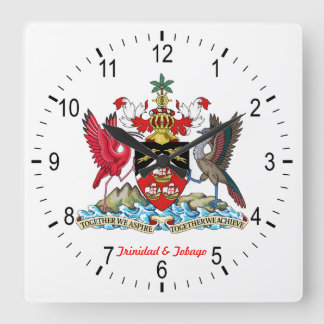 Reloj Cuadrado Escudo De Armas De Trinidad Y Tobago