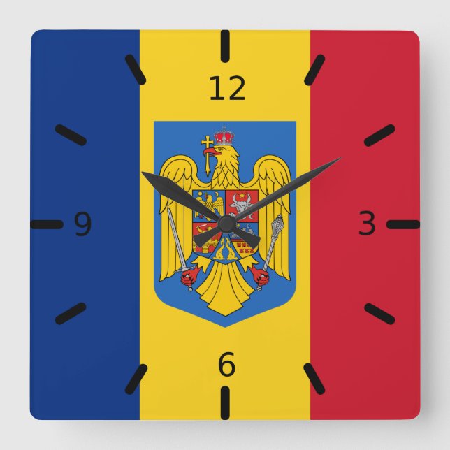 Reloj Cuadrado Escudo de armas del pabellón de Rumania   (Anverso)