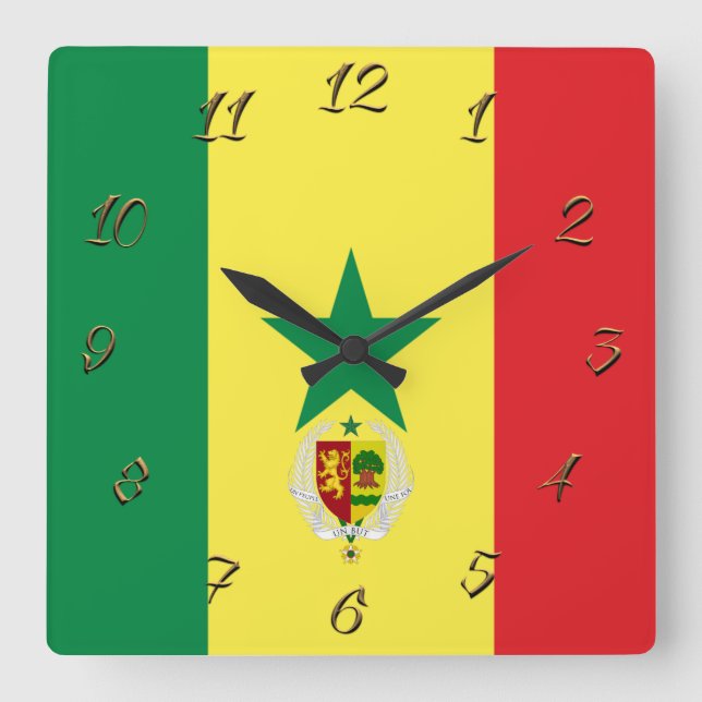 Reloj Cuadrado Escudo de armas del Senegal (Anverso)