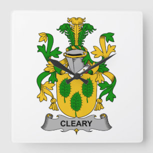 Reloj Cuadrado Escudo de la familia de Cleary