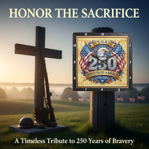 Reloj Cuadrado Escudo del Águila del 250 Aniversario de EE. UU.