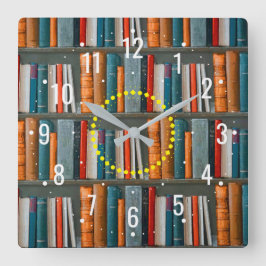 Reloj Cuadrado Escuela de Aprendizaje y Lectura de Libros - Bibli