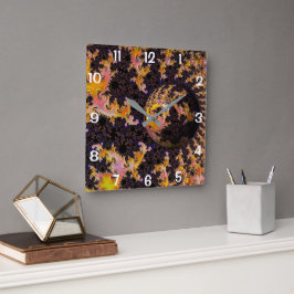 Reloj Cuadrado Esfera de Tormenta Fractal de Fuego