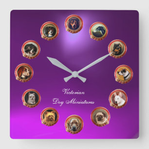 RELOJ CUADRADO ESMALTES VICTORIANOS RETRATOS MINIATURA DE PERROS 