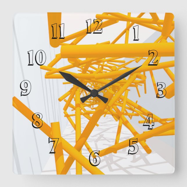 Reloj Cuadrado Espacio arquitectónico con forma geométrica brilla (Anverso)