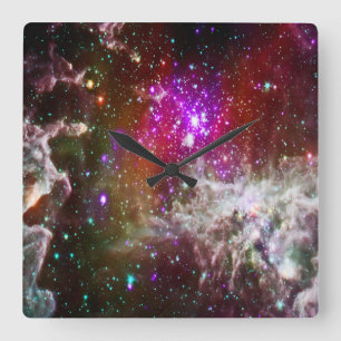 Reloj Cuadrado Espacio - Pacman Nebula