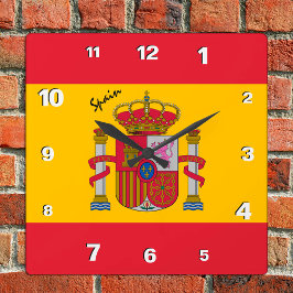 Reloj Cuadrado España Reloj, hogar patriótico, bandera española