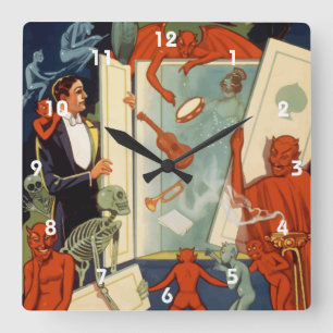 Reloj Cuadrado Espectáculo de magia del mago vintage Carter el Gr