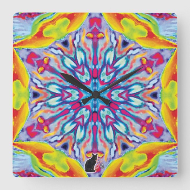 Reloj Cuadrado Espejo caleidoscopio (Anverso)