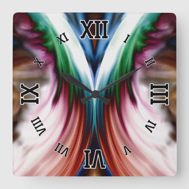 Reloj Cuadrado Espejo de Nieve Dorada del Arcoiris Remolino (Anverso)