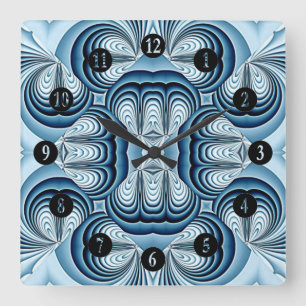 Reloj Cuadrado Espejos abstractos azules