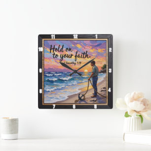 Reloj Cuadrado Espera tu fe. 1 Timothy 1:19