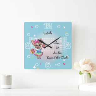 Reloj Cuadrado Espiritu de escuela apasionante y colorida